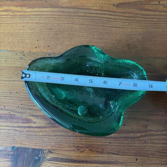 Blenko Vintage Green Amoeba Ashtray Dish Mid Century Free Form  Wow - Picture 5 of 10